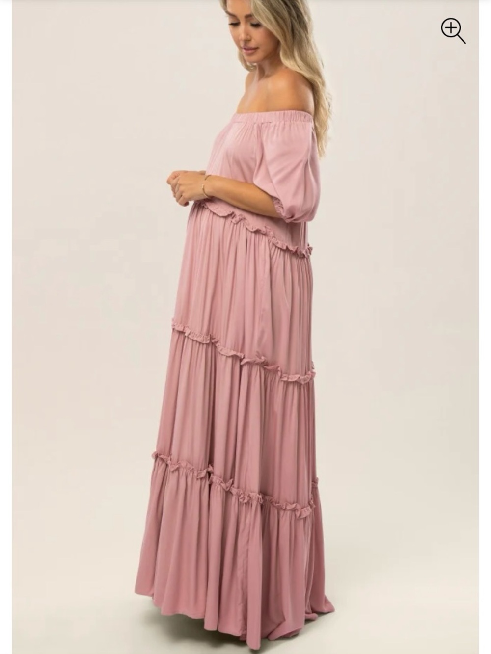 Pinkblush Mauve Off-Shoulder Tiered Maxi Dress